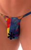 M57 - Mens Skinny Side Skimpy Back Bikini - Mesh 4502 Tropical feathers - Skinzwear