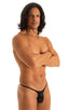 M57 - Mens Skinny Side Skimpy Back Bikini - Wet Look 0007 Black - Skinzwear