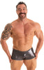M61POS - Mens Posing NPC IFBB Physique Low Cut Short - Metallics 9852 Black ice - Skinzwear
