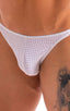 M63 - Mens Classic Brazilian 3/4 Back Bikini - Mesh 2500 White peep show - Skinzwear