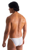 M63 - Mens Classic Brazilian 3/4 Back Bikini - Mesh 2500 White peep show - Skinzwear