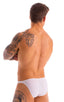 M63 - Mens Classic Brazilian 3/4 Back Bikini - Mesh 2500 White peep show - Skinzwear