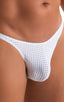 M63 - Mens Classic Brazilian 3/4 Back Bikini - Mesh 2500 White peep show - Skinzwear