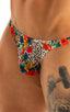 M63 - Mens Classic Brazilian 3/4 Back Bikini - Mesh 4552 Hibiscus printed stretch - Skinzwear