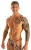 M63 - Mens Classic Brazilian 3/4 Back Bikini - Mesh 4552 Hibiscus printed stretch - Skinzwear