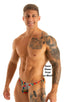 M63 - Mens Classic Brazilian 3/4 Back Bikini - Mesh 4552 Hibiscus printed stretch - Skinzwear