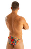M63 - Mens Classic Brazilian 3/4 Back Bikini - Mesh 4552 Hibiscus printed stretch - Skinzwear