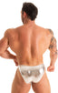 M63 - Mens Classic Brazilian 3/4 Back Bikini - Metallic 5813 Chrome silver - Skinzwear