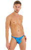 M63 - Mens Classic Brazilian 3/4 Back Bikini - Prints 9155 New world blue - Skinzwear