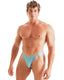 M63 - Mens Classic Brazilian 3/4 Back Bikini - Solid Sheer Semi Sheer 2576 Sky - Skinzwear