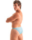 M63 - Mens Classic Brazilian 3/4 Back Bikini - Solid Sheer Semi Sheer 2576 Sky - Skinzwear