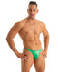 M63 - Mens Classic Brazilian 3/4 Back Bikini - Wet Look 9871 Green - Skinzwear