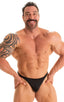 M63POS - Mens Posing Suit Competition Bikini Cut - Solids 6407 Black - Skinzwear