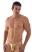 M65 - Mens Quick Release Thong Bravura Pouch - Metallics 5812 Metallic liquid gold - Skinzwear