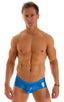 M71 - Mens Pouch Enhanced Micro Square Cut Swim Trunks - Metallics 2853 Electric blue - Skinzwear