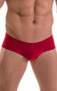 M71 - Mens Pouch Enhanced Micro Square Cut Swim Trunks - Solid Sheer Semi Sheer 1538 Red - Skinzwear