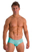 M71 - Mens Pouch Enhanced Micro Square Cut Swim Trunks - Solids 2455 Aquamarine - Skinzwear
