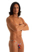 M73 - Mens Micro Pouch 1/2 Back Bikini - Mesh 4552 Hibiscus printed stretch - Skinzwear