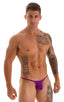 M73 - Mens Micro Pouch 1/2 Back Bikini - Solid Sheer Semi Sheer 2558 Grape - Skinzwear