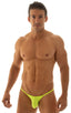 M73 - Mens Micro Pouch 1/2 Back Bikini - Solid Sheer Semi Sheer 5538 Neon chartreuse - Skinzwear