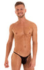M73 - Mens Micro Pouch 1/2 Back Bikini - Solid Sheer Semi Sheer 8567 Black - Skinzwear