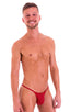 M73 - Mens Micro Pouch 1/2 Back Bikini - Solids 3450 Ruby red - Skinzwear