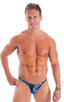 M74 - Mens Micro Pouch Full Back Bikini - Tan Through 4750 Aqua leopard - Skinzwear