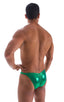 M75POS - Mens Fitted Pouch Puckered Back Posing Suit - Metallics 9820 Kelly green - Skinzwear