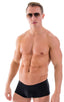 M76 - Mens Fitted Pouch Boxer Swim Trunks - Solid Sheer Semi Sheer 1537 Black - Skinzwear