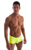 M76 - Mens Fitted Pouch Boxer Swim Trunks - Solid Sheer Semi Sheer 5538 Neon chartreuse - Skinzwear