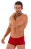 M76 - Mens Fitted Pouch Boxer Swim Trunks - Solids 3450 Ruby red - Skinzwear