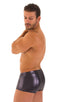 M76 - Mens Fitted Pouch Boxer Swim Trunks - Wet Look 0007 Black - Skinzwear