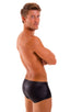 M76 - Mens Fitted Pouch Boxer Swim Trunks - Wet Look 0007 Black - Skinzwear