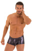 M76 - Mens Fitted Pouch Boxer Swim Trunks - Wet Look 0007 Black - Skinzwear