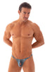 M77 - Mens Micro Pouch Swimsuit Thong - Mesh 4505 Aqua snakeskin - Skinzwear