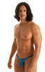 M77 - Mens Micro Pouch Swimsuit Thong - Prints 3152 Blue leopard - Skinzwear