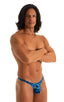M77 - Mens Micro Pouch Swimsuit Thong - Prints 3152 Blue leopard - Skinzwear