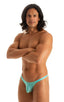 M77 - Mens Micro Pouch Swimsuit Thong - Solid Sheer Semi Sheer 2576 Sky - Skinzwear