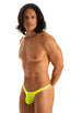 M77 - Mens Micro Pouch Swimsuit Thong - Solid Sheer Semi Sheer 4556 Lemon lime - Skinzwear