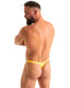 M77Q - Mens Micro Pouch Swimsuit Thong with Quick Release Hook - Prints 9879 - 9855 Pina colada - Solar flare - Skinzwear