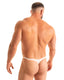 M77Q - Mens Micro Pouch Swimsuit Thong with Quick Release Hook - Solid Sheer Semi Sheer 9880 - 8568 Peach - White - Skinzwear