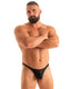 M77Q - Mens Micro Pouch Swimsuit Thong with Quick Release Hook - Solids 6407 Black - Skinzwear