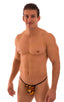 M78 - Mens G String Swimsuit with Binding - Prints 3554 - 6407 Wild tiger - Black - Skinzwear
