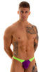 M87 - Mens Color Blocked T Back Thong - Solid Sheer Semi Sheer 2558 - 5536 Grape - Lime - Skinzwear