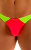 M87 - Mens Color Blocked T Back Thong - Solid Sheer Semi Sheer 5537 - 5536 Neon coral - Lime - Skinzwear