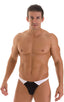 M87 - Mens Color Blocked T Back Thong - Solid Sheer Semi Sheer 8567 - 8568 Black - White - Skinzwear