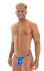 M90 - Mens 4 way Adjustable Micro Bikini Tanga - Prints 9155 New world blue - Skinzwear