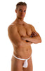 M90 - Mens 4 way Adjustable Micro Bikini Tanga - Solid Sheer Semi Sheer 8568 White - Skinzwear
