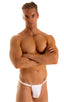 M90 - Mens 4 way Adjustable Micro Bikini Tanga - Solid Sheer Semi Sheer 8568 White - Skinzwear