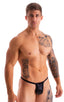 M90 - Mens 4 way Adjustable Micro Bikini Tanga - Wet Look 0007 Black - Skinzwear